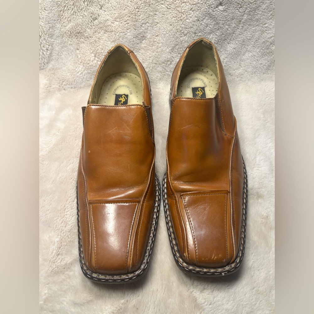 Stacy Adams brown leather square-toe slip-on loafers size 9.5